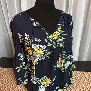 St. John's Bay Navy Floral Blouse
